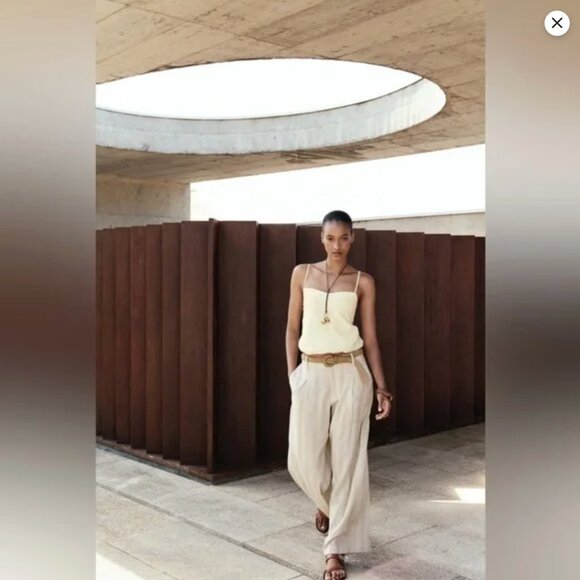 WIDE LEG PANTS WITH STRIPES + BELT - Picture 2 of 6